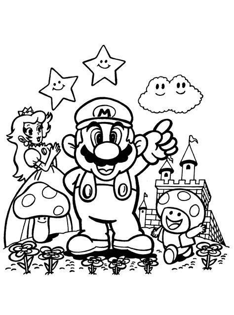 super mario para colorear